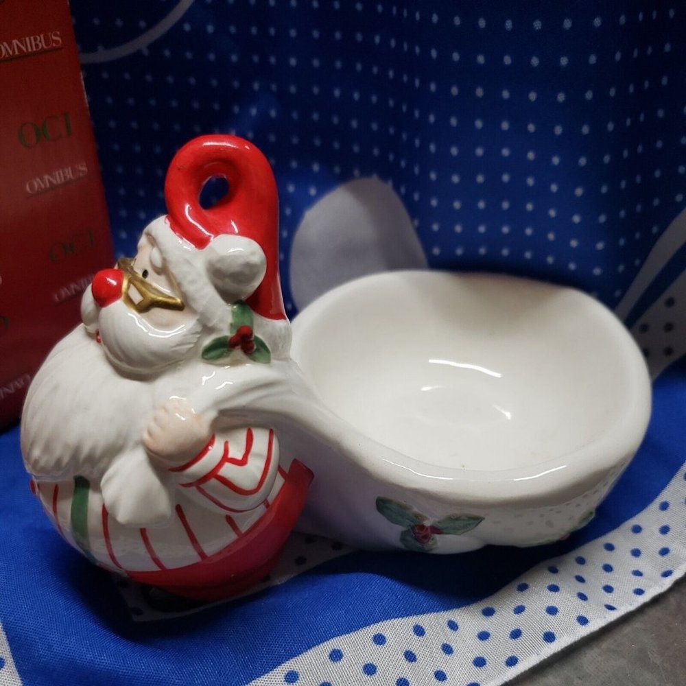 Vintage OCI Omnibus - 'Mr. Claus' Votive Candle Holder/Dish - Christmas Santa